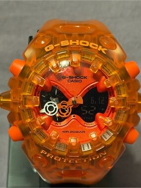 G-Shock Casio Men's Orange Transparent Resin Sport Watch skeleton orange